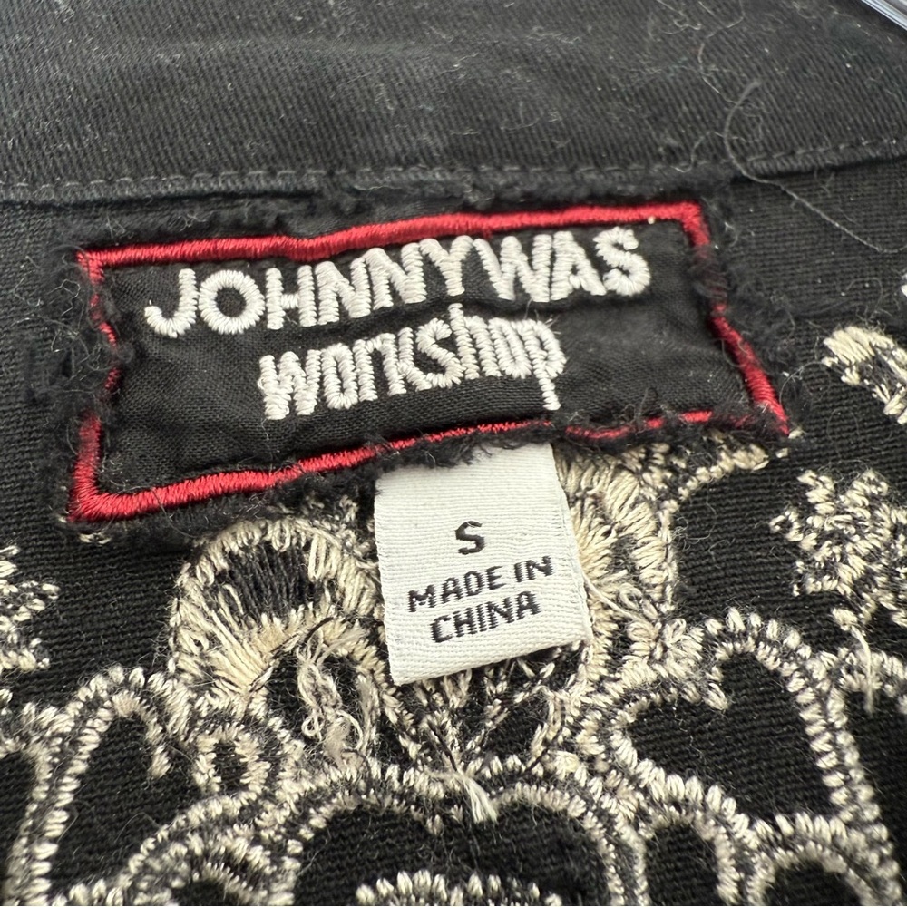Johnny Was Workshop Marik Black Embroidered Peplum Military Jacket Raw Hem Small - Picture 5 of 14
